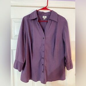 Worthington Women’s 3/4 Sleeved Purple Blouse - 1X